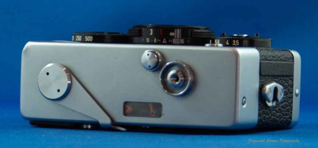 Photograph of the top a Rollei 35 camera